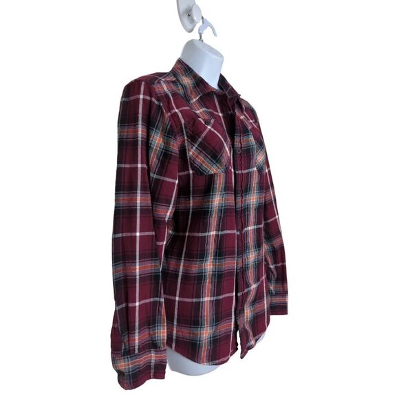 Urban Pipeline Women's Maroon White Plaid Ultimate Flannel Shirt Button up XL - Picture 3 of 7